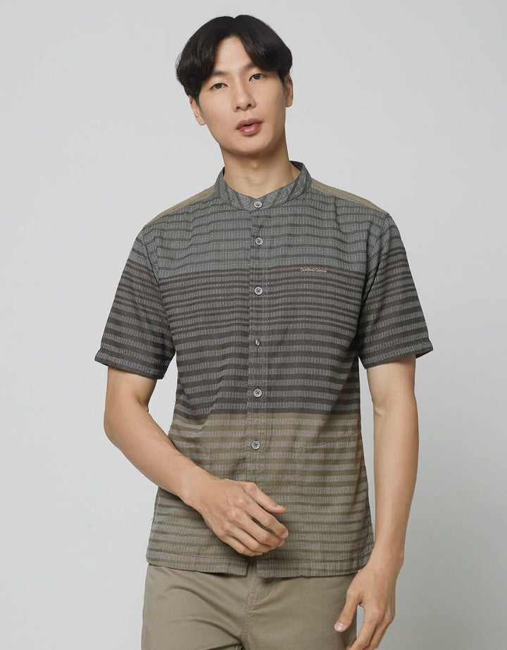 Cardinal Casual Kemeja Koko Lengan Pendek Stripe Plus Size