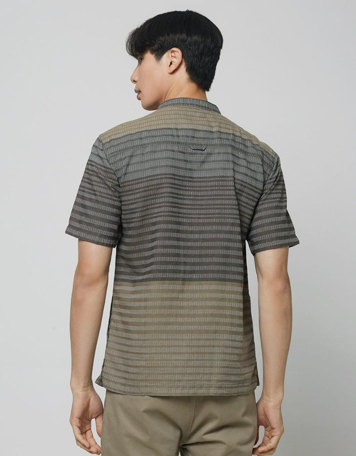 Cardinal Casual Kemeja Koko Lengan Pendek Stripe Plus Size