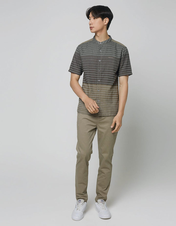 Cardinal Casual Kemeja Koko Lengan Pendek Stripe