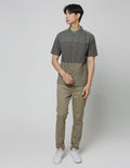 Cardinal Casual Kemeja Koko Lengan Pendek Stripe Plus Size