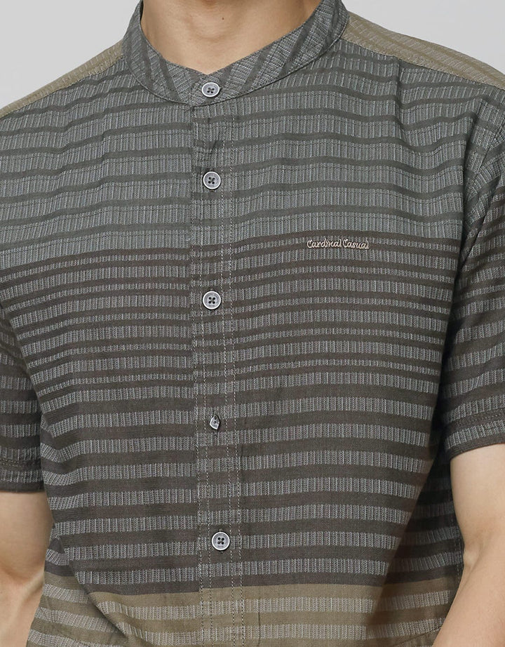 Cardinal Casual Kemeja Koko Lengan Pendek Stripe