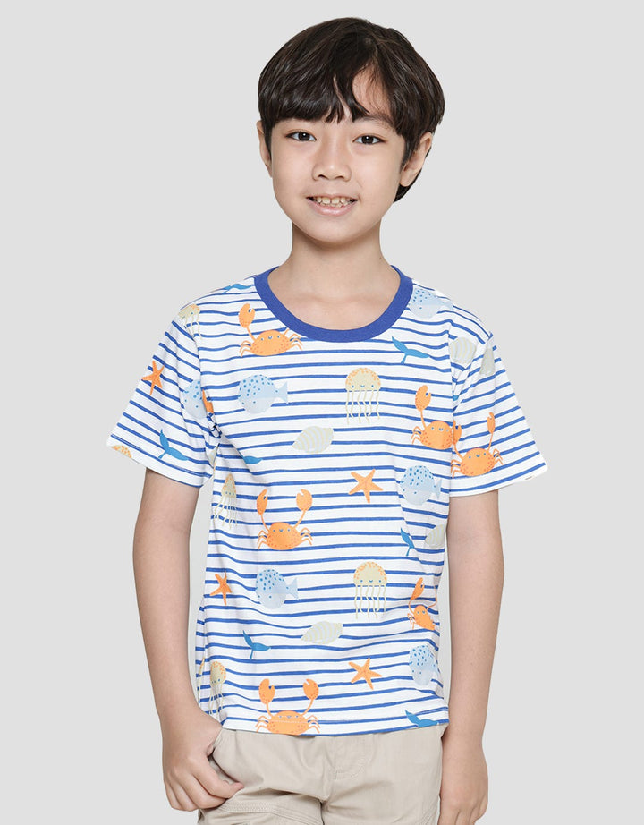 Little M Crab Stripe Kaos Anak Laki-laki