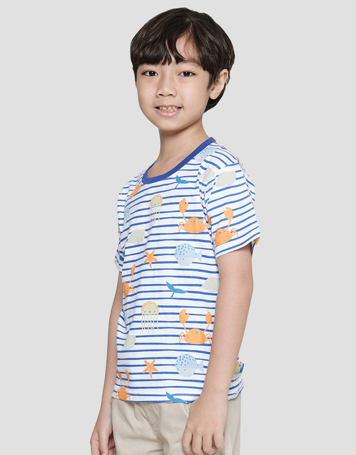 Little M Crab Stripe Kaos Anak Laki-laki
