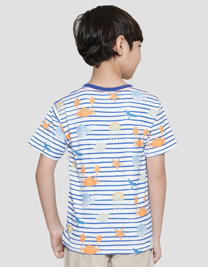 Little M Crab Stripe Kaos Anak Laki-laki