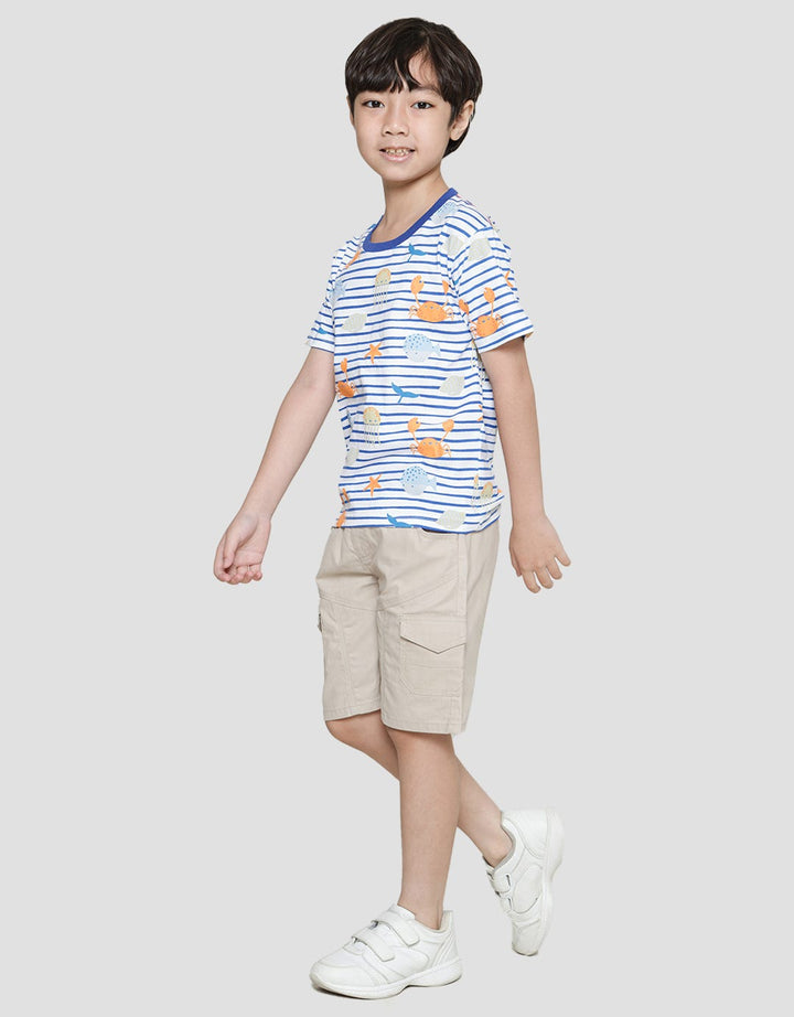 Little M Crab Stripe Kaos Anak Laki-laki