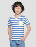 Little M Stripe Pocket Fin Applique Boys Short Sleeve T-Shirt
