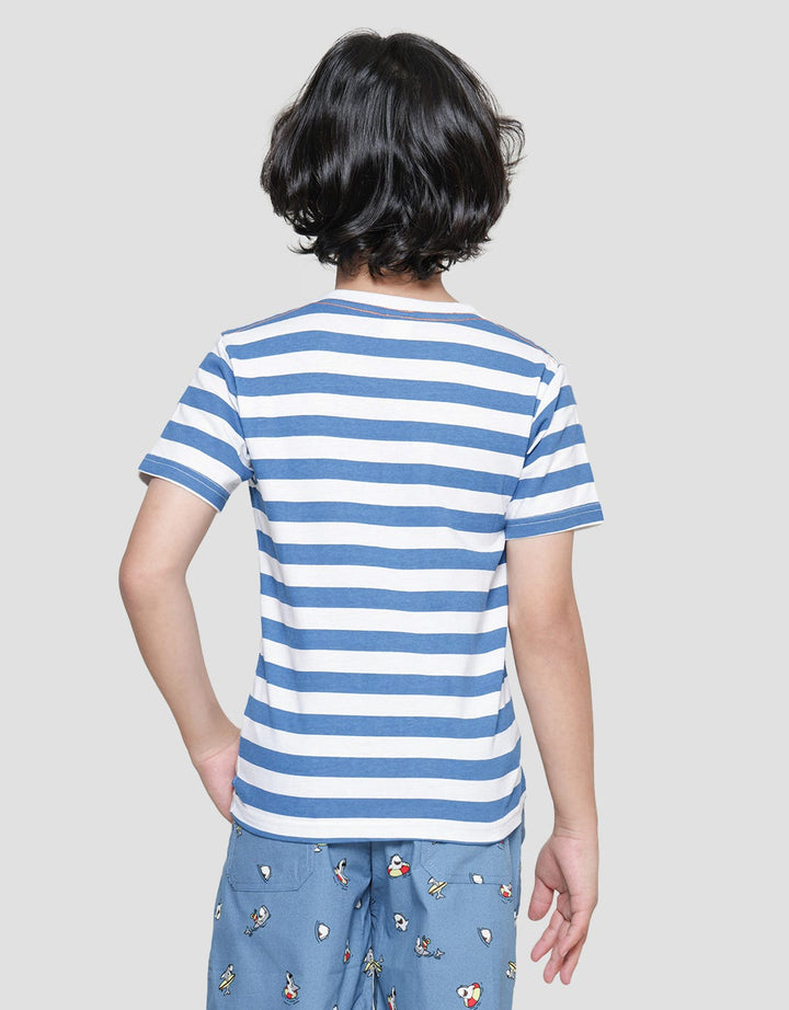 Little M Stripe Pocket Fin Applique Boys Short Sleeve T-Shirt