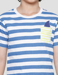 Little M Stripe Pocket Fin Applique Boys Short Sleeve T-Shirt