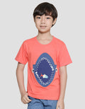 Little M Kaos Lengan Pendek Anak Laki-Laki Print Shark Aplikasi