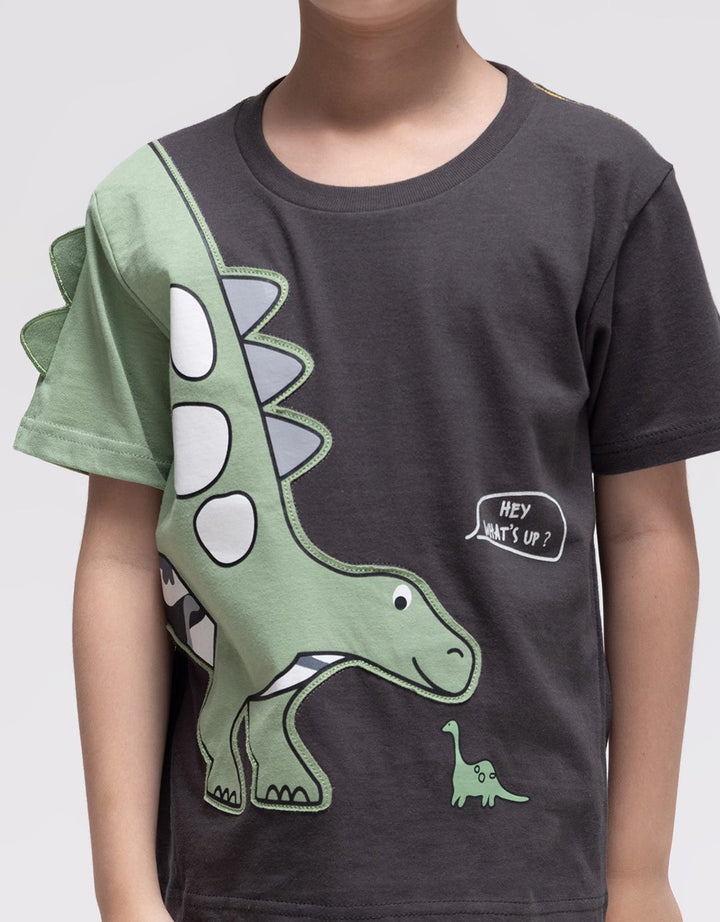 Little M Appli Dino Print Kaos Anak Laki-laki