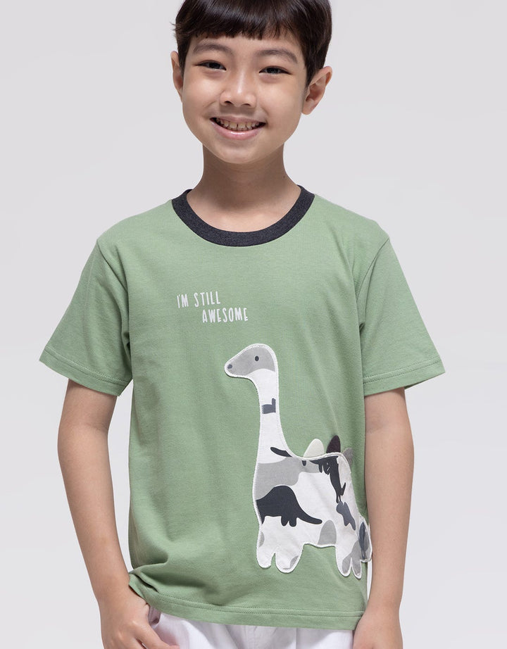 Little M Dino Army Tail Kaos Anak laki-laki