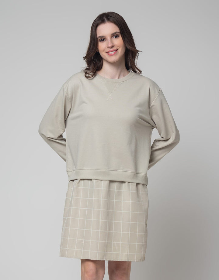 Nevada Long Sleeve Checked Midi Dress