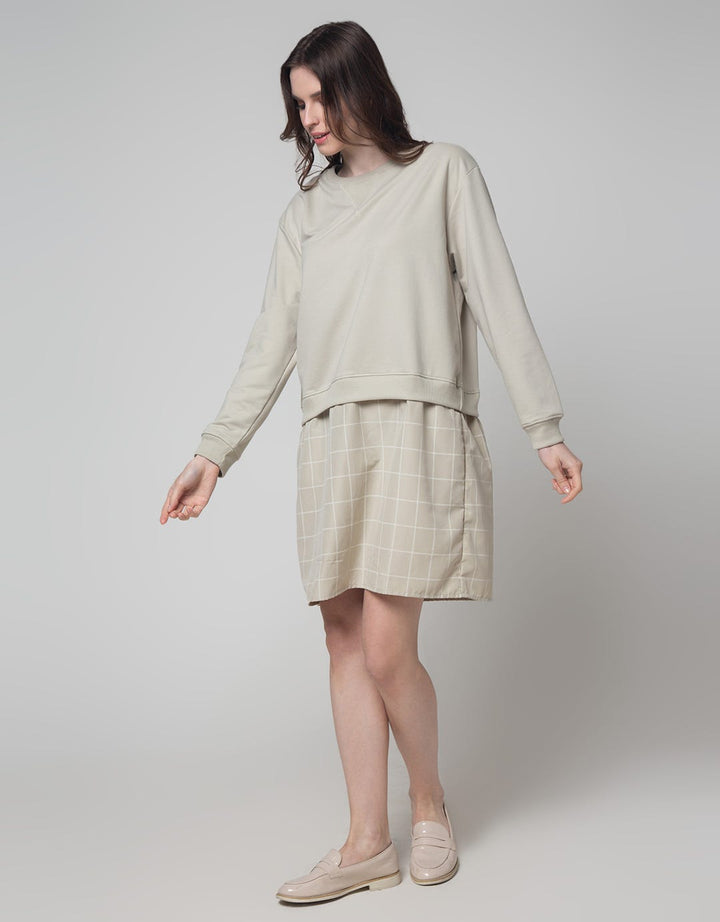 Nevada Long Sleeve Checked Midi Dress