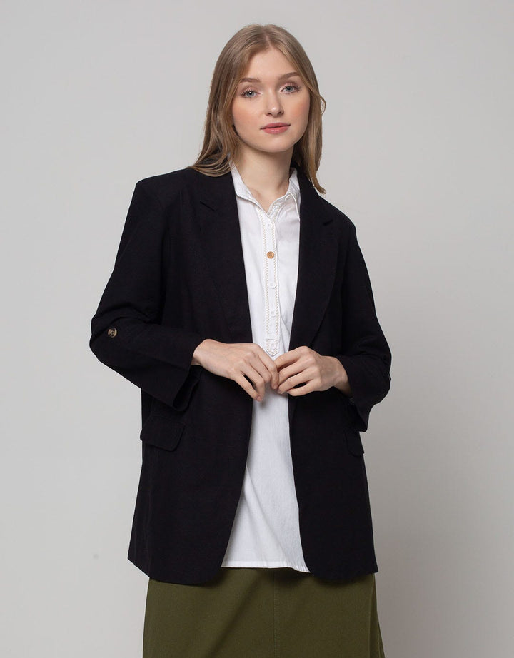 Details Blazer With Button And Lid At Sleeve