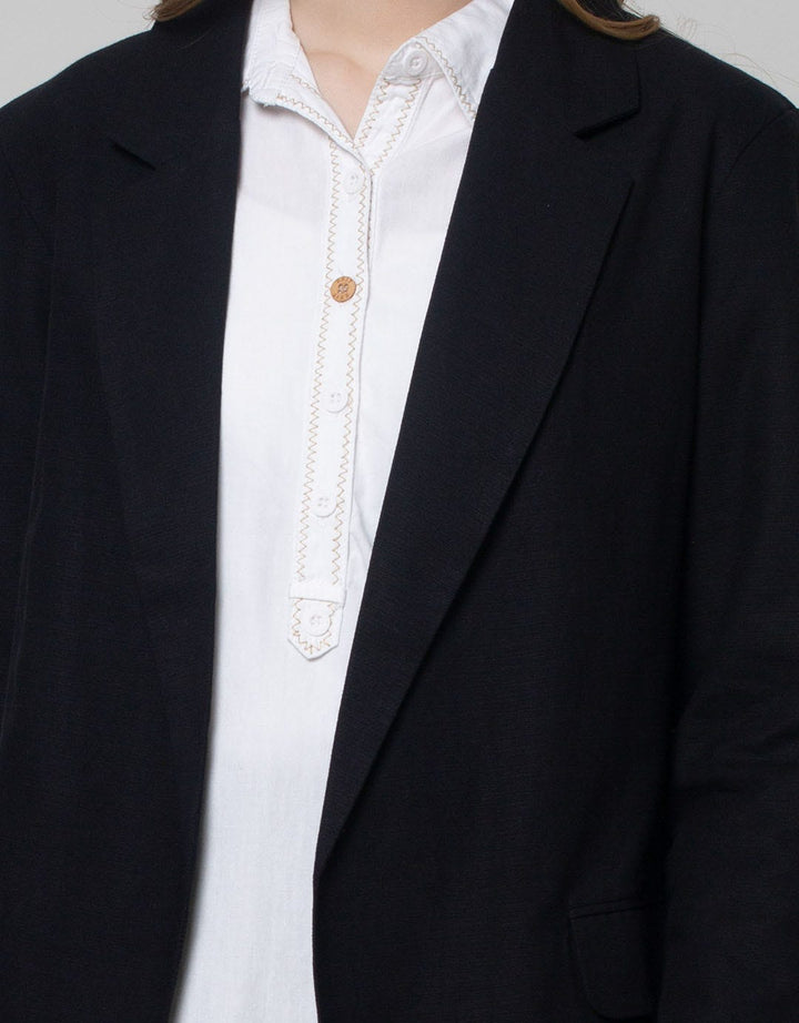 Details Blazer With Button And Lid At Sleeve