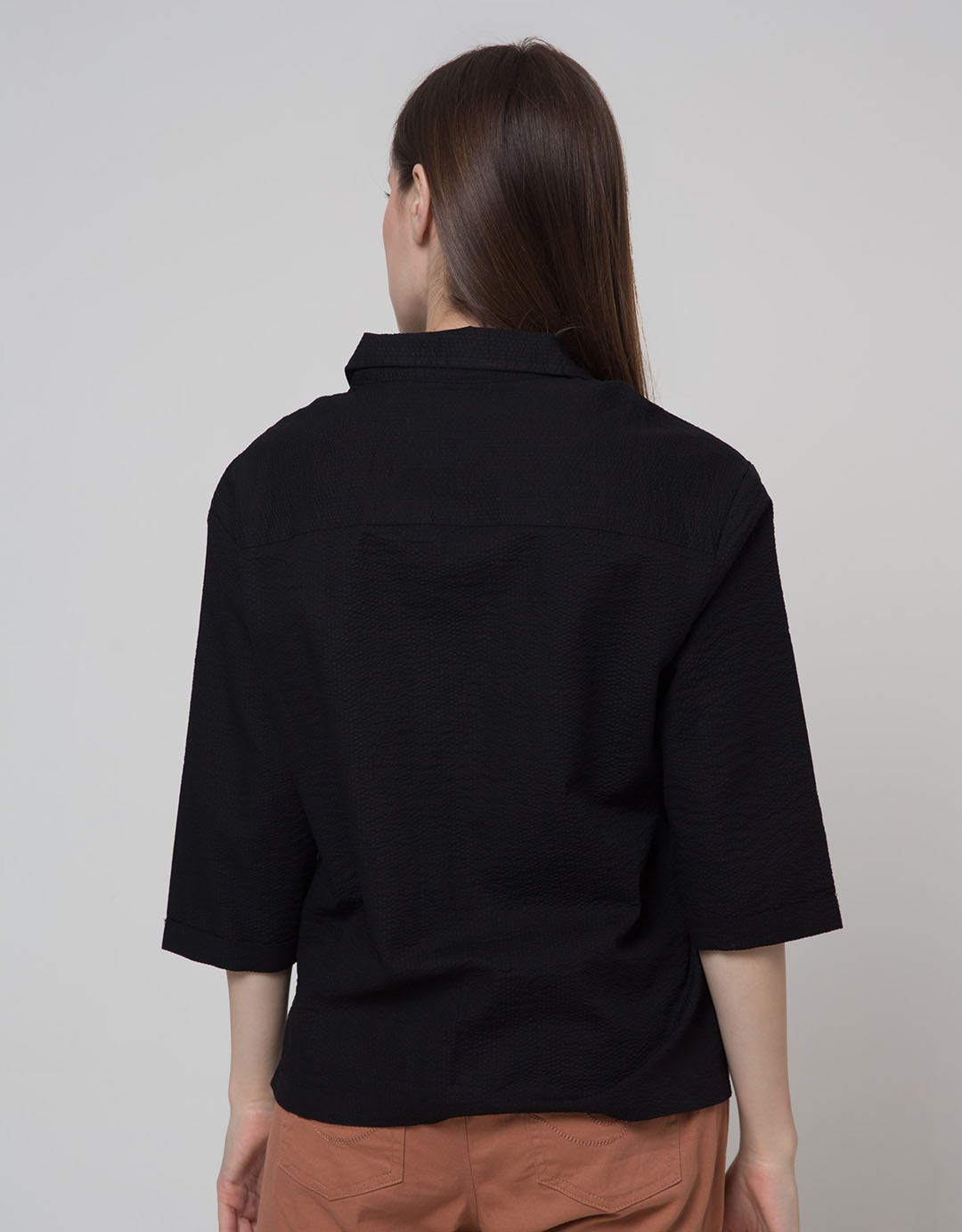 Details Short Sleeve Blouse With 2 Front Pocket