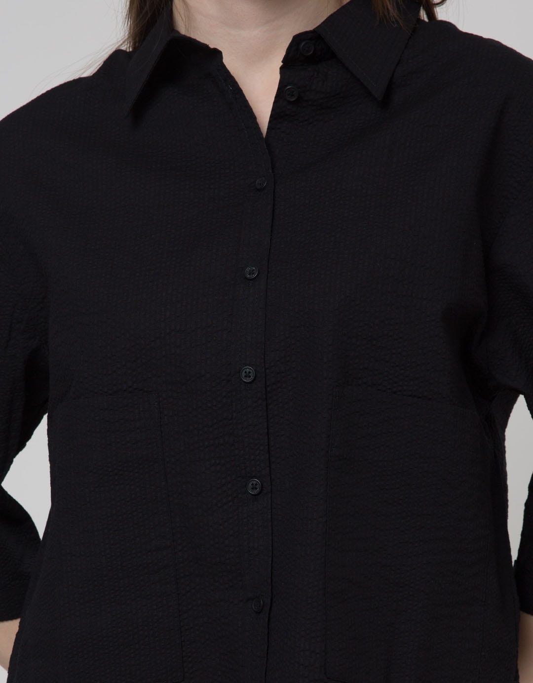Details Short Sleeve Blouse With 2 Front Pocket