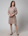 Details Shanghai Collar Midi Dress Wanita