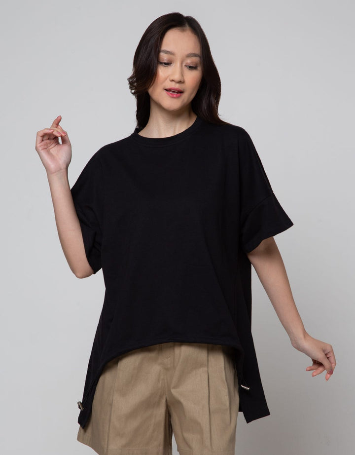 Details Short Sleeve T-Shirt Print With String At Front Waist