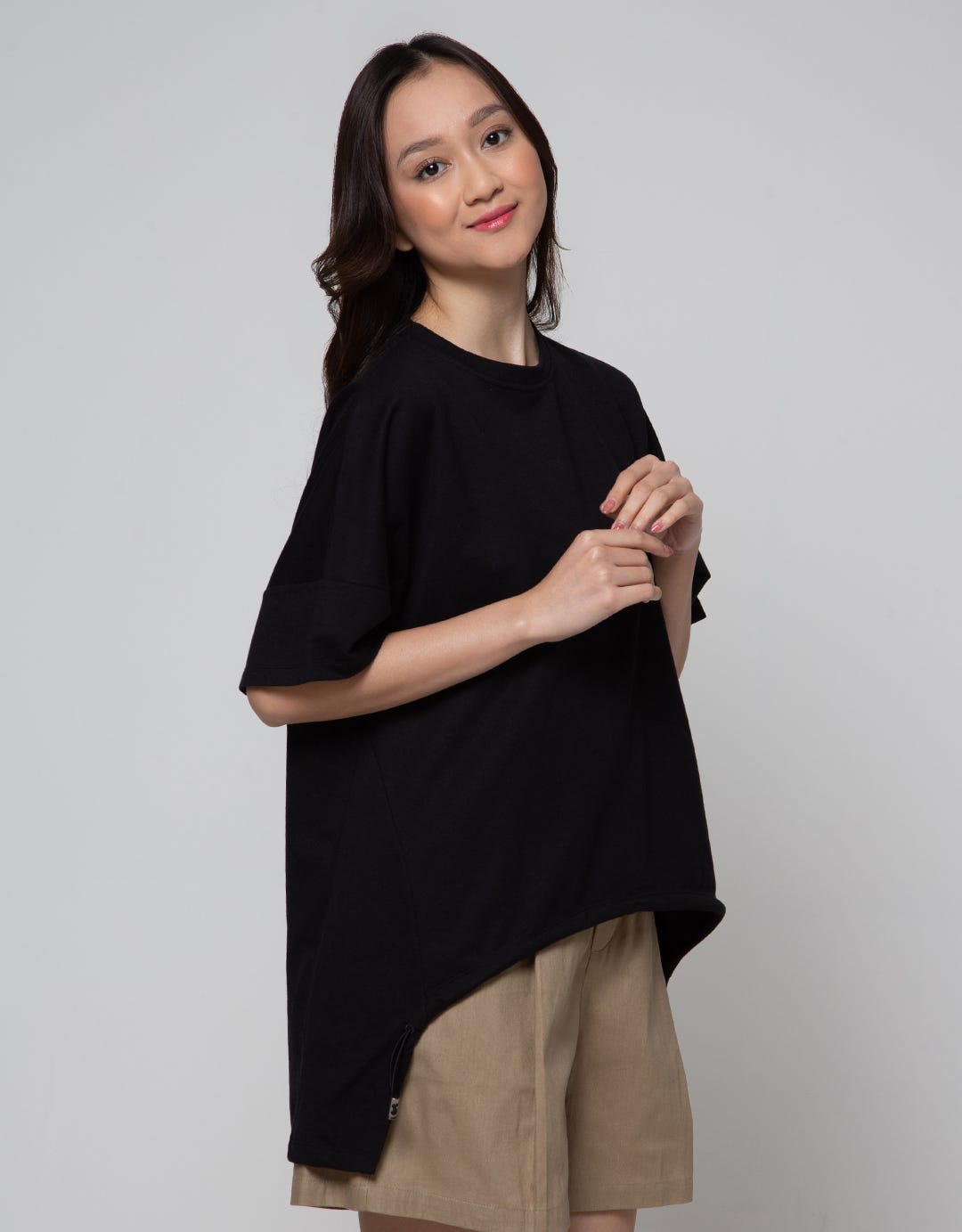 Details Short Sleeve T-Shirt Print With String At Front Waist