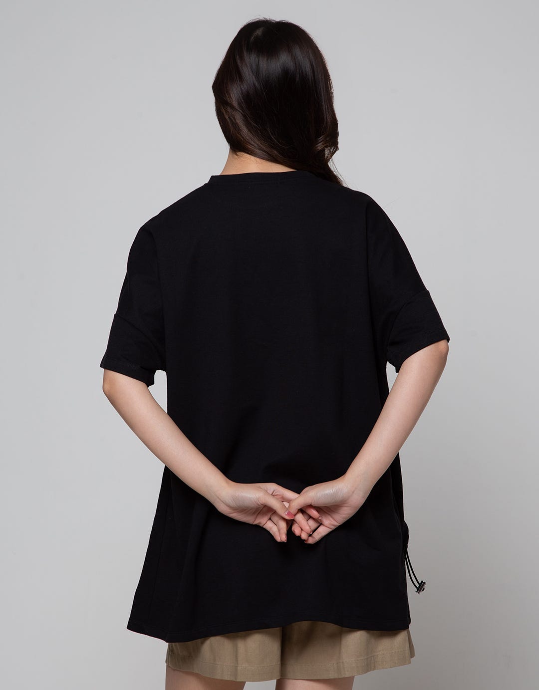 Details Short Sleeve T-Shirt Print With String At Front Waist