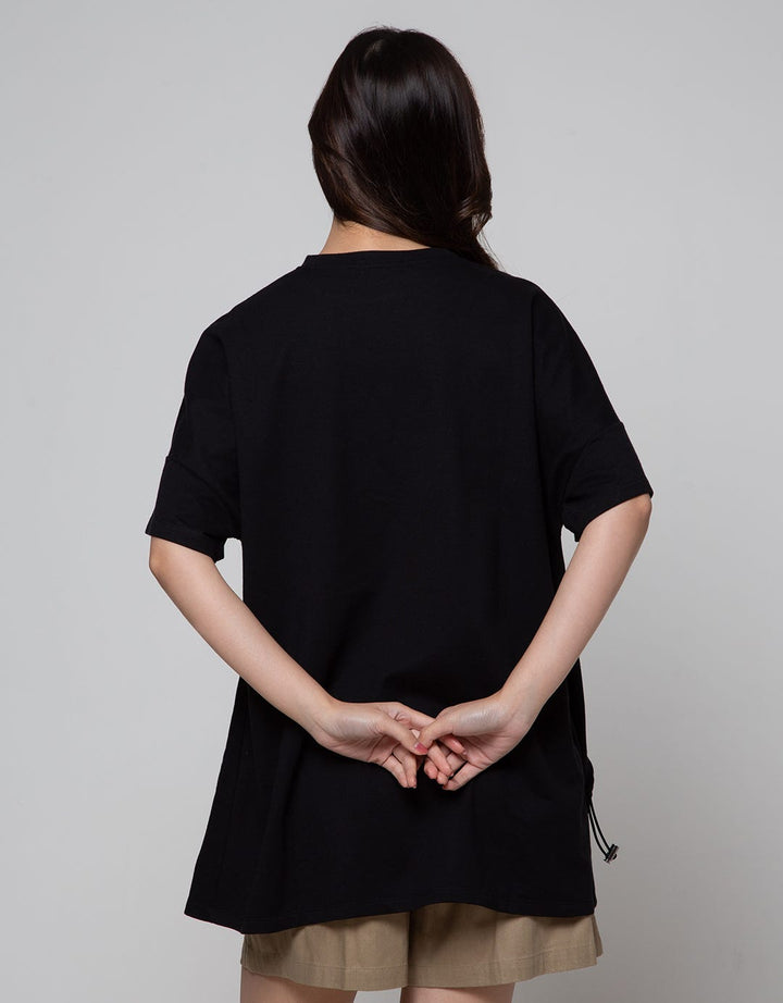 Details Short Sleeve T-Shirt Print With String At Front Waist