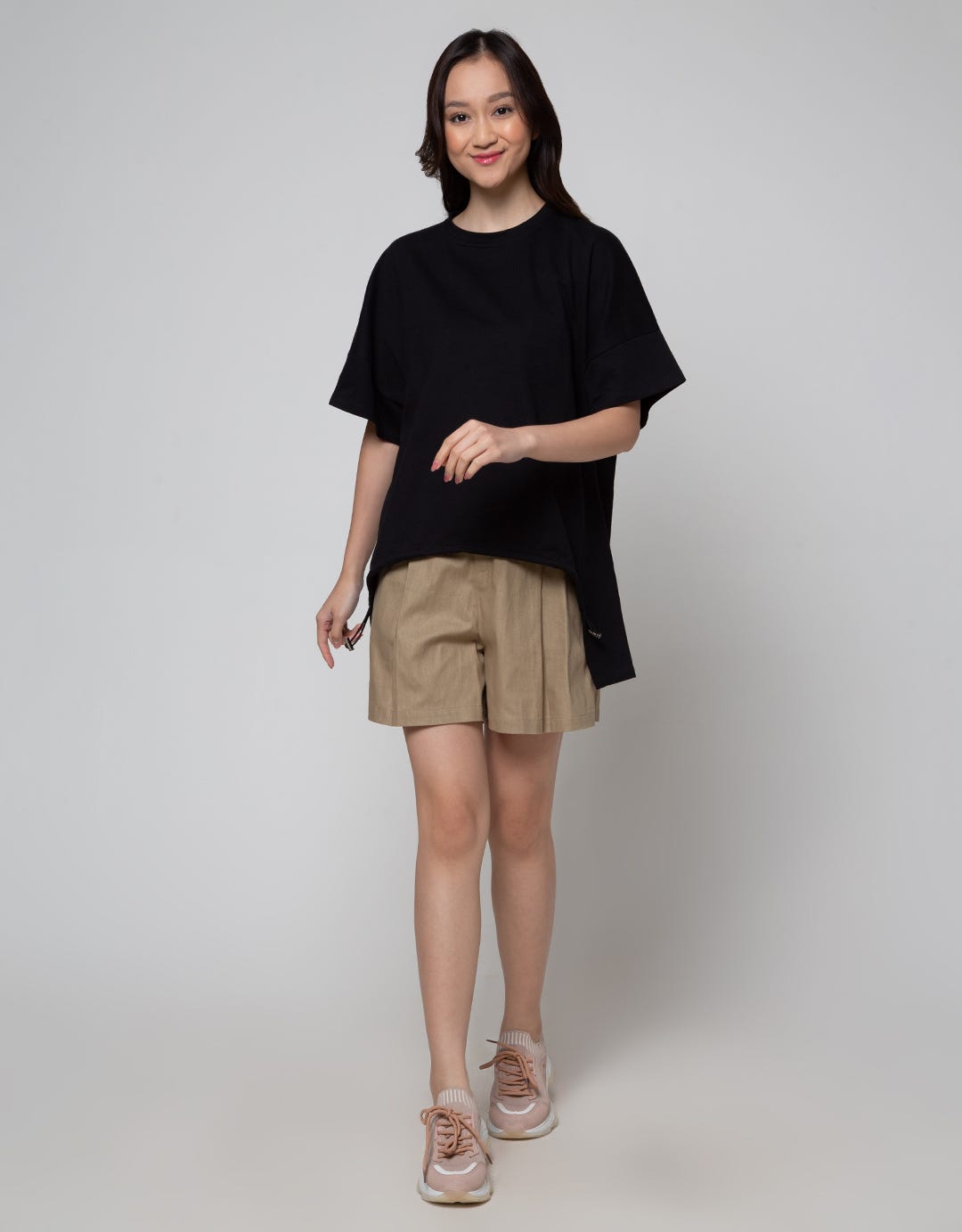 Details Short Sleeve T-Shirt Print With String At Front Waist