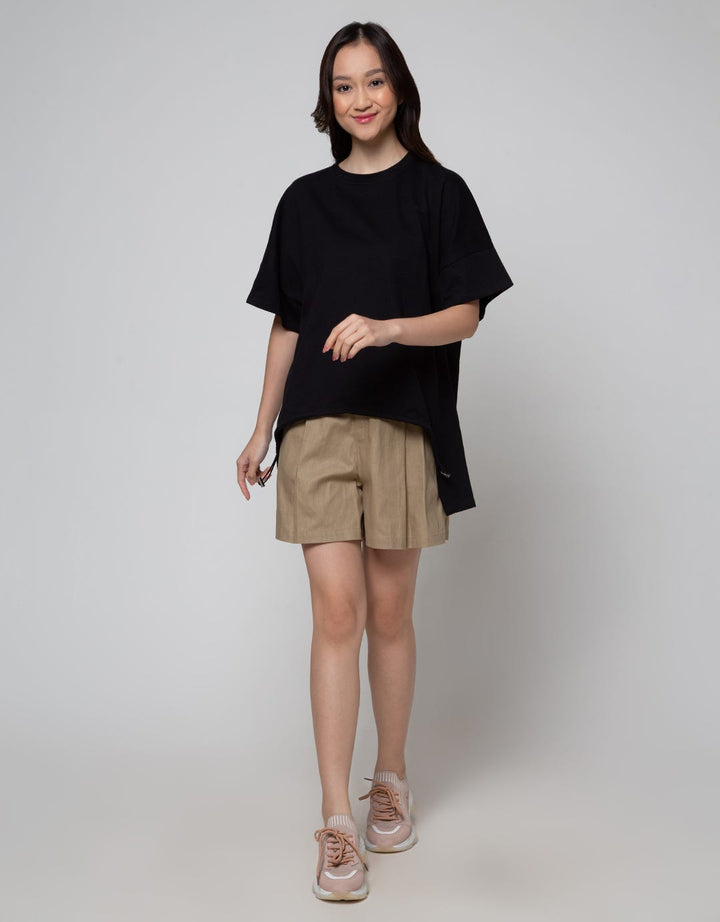 Details Short Sleeve T-Shirt Print With String At Front Waist