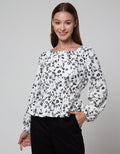 Connexion Long Sleeve Blouse Poly Crinkle Floral