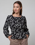 Connexion Long Sleeve Blouse Poly Crinkle Floral
