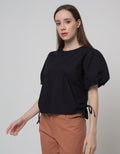 Connexion Short Sleeve Blouse Cotton Shiring Puff Sleeve