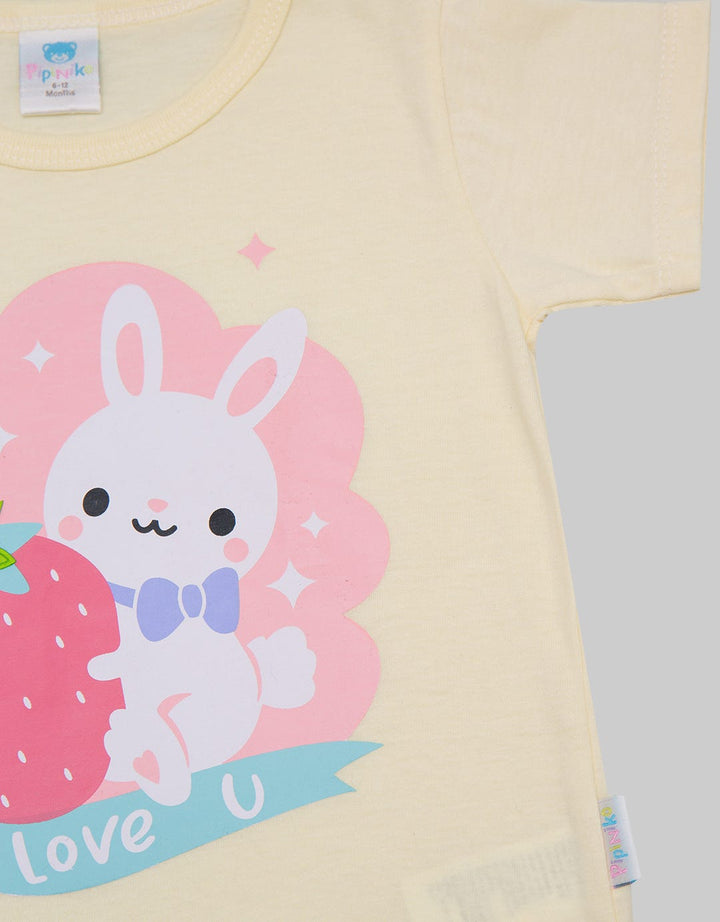 Pipiniko Short Sleeve T-Shirt Bunny Strawberry