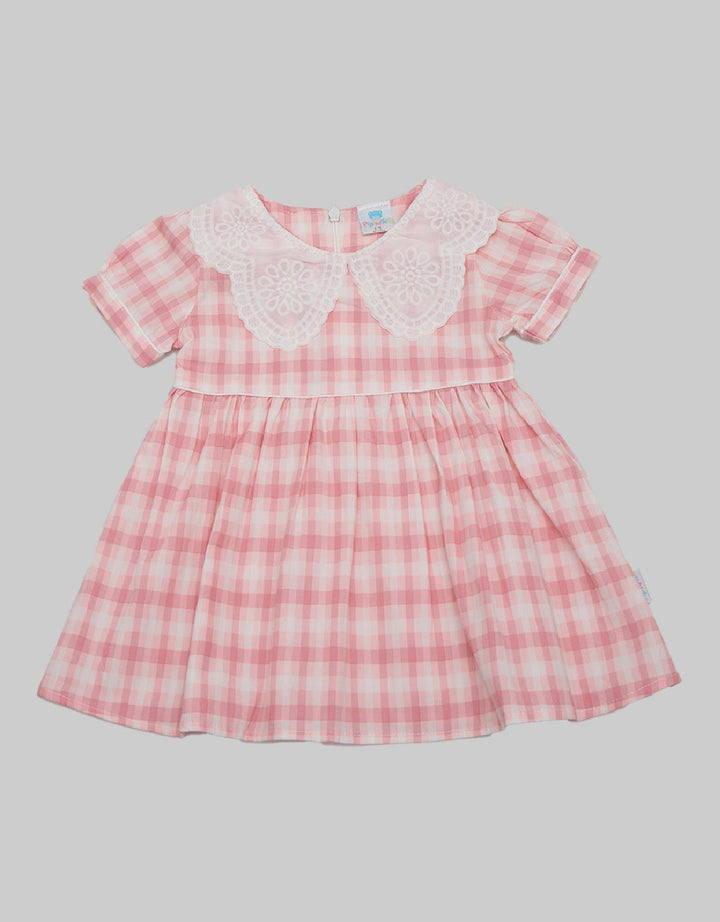 Pipiniko Short Sleeve Midi Dress Pastel Lace Collar