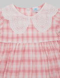 Pipiniko Short Sleeve Midi Dress Pastel Lace Collar
