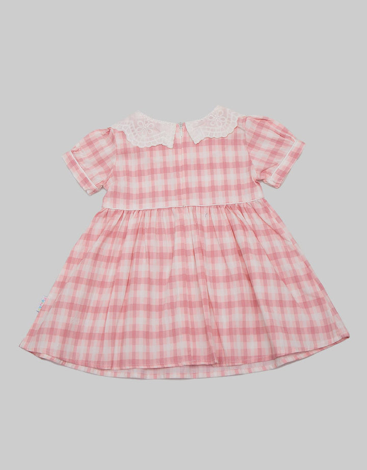 Pipiniko Short Sleeve Midi Dress Pastel Lace Collar