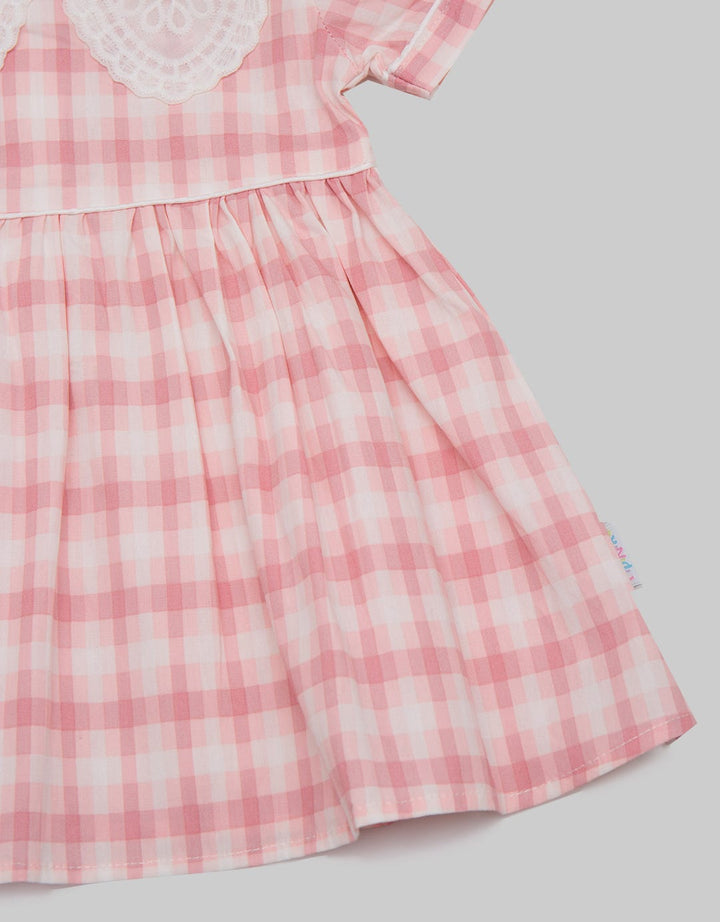 Pipiniko Short Sleeve Midi Dress Pastel Lace Collar
