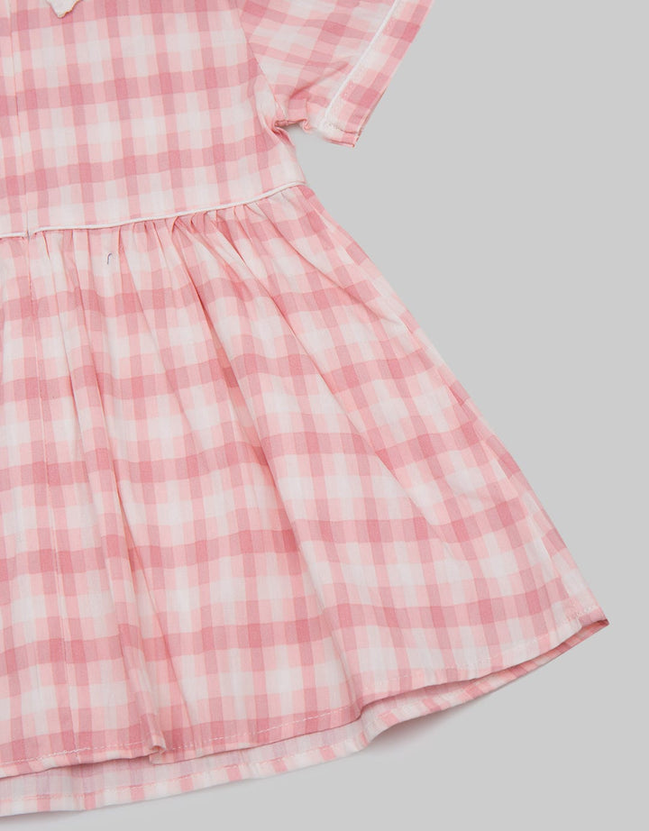 Pipiniko Short Sleeve Midi Dress Pastel Lace Collar