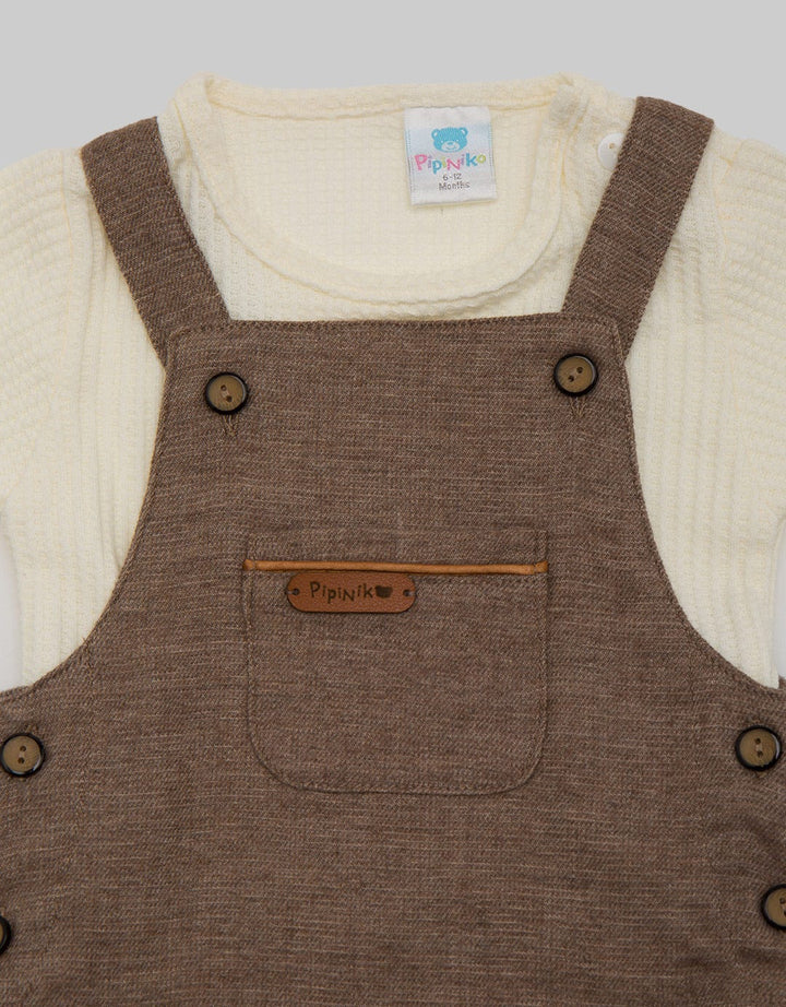 Pipiniko Overall Boys W/ Textured Knit