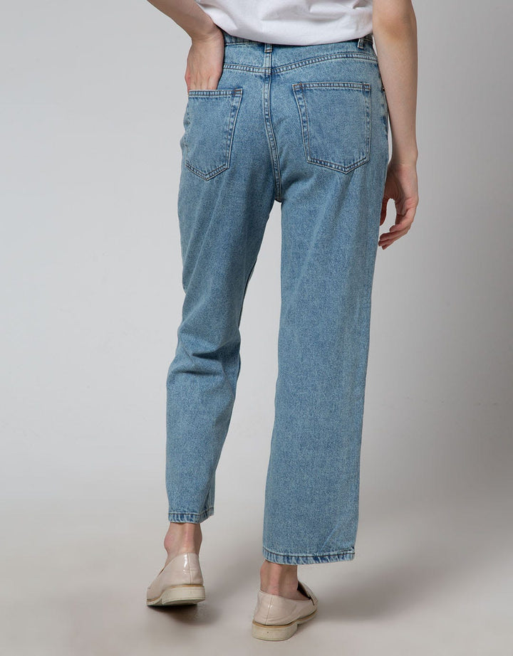 Details Denim Long Pants With Destroyed
