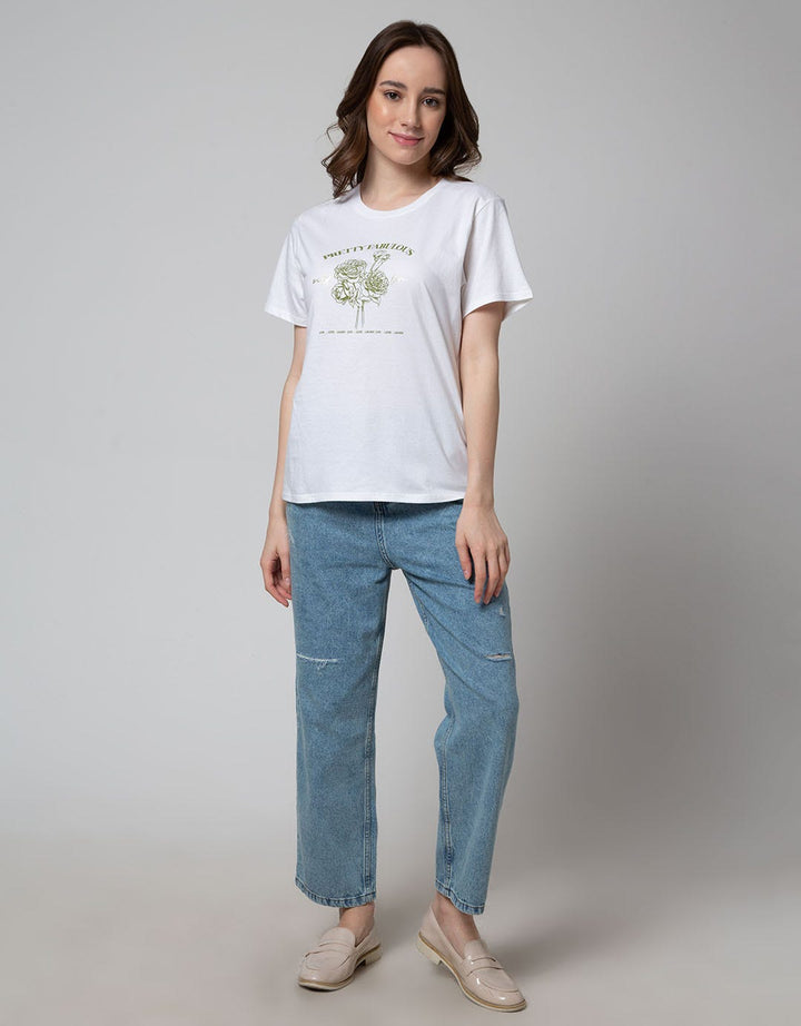 Details Denim Long Pants With Destroyed