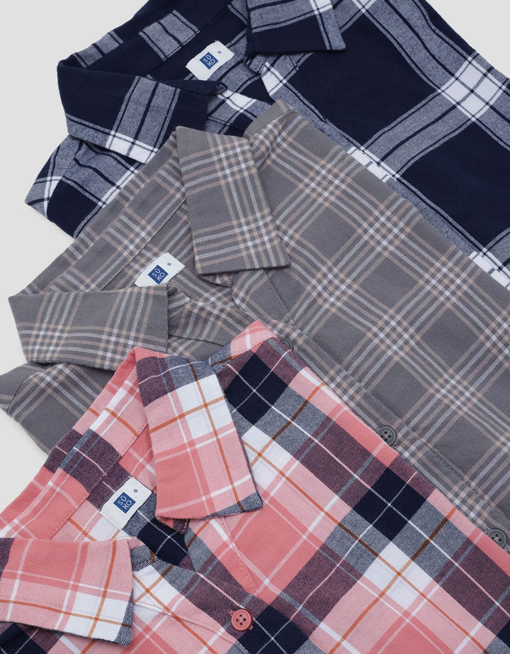 Suko Kemeja Flannel Brushed Lembut Lengan Panjang