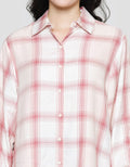Nevada Women's Long Check Rayon Twill Woven Top Shirt