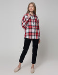 Nevada Long Sleeve Shirt Woven Top Check Rayon