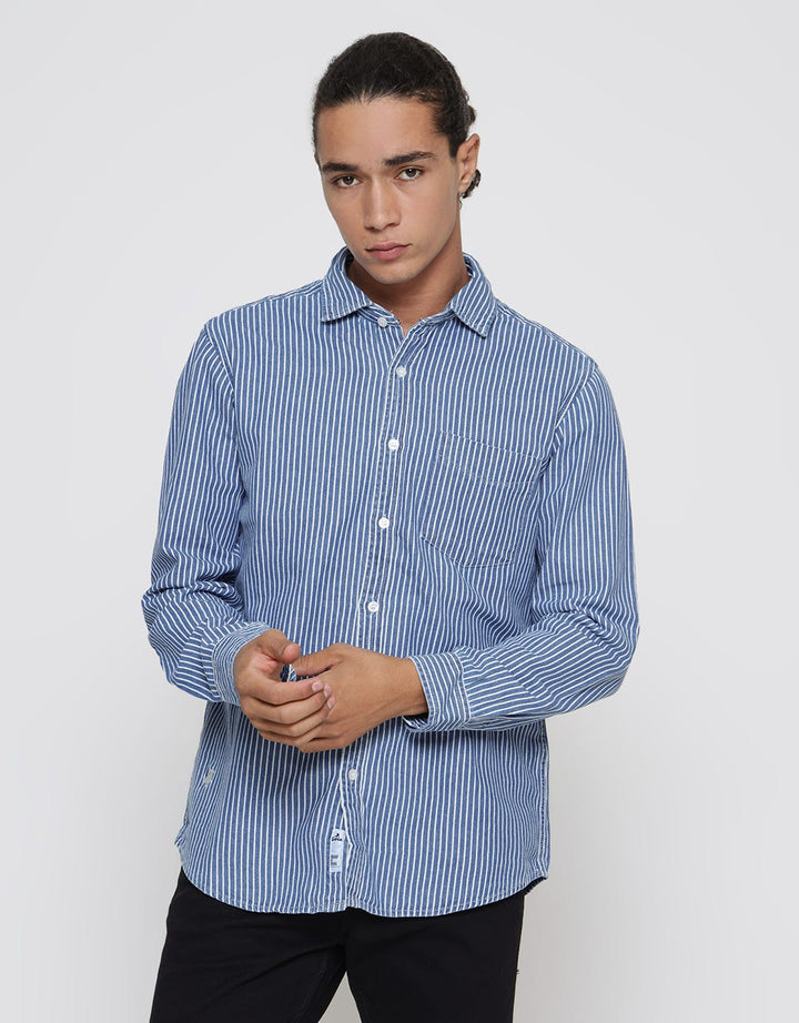 Lois Kemeja Lengan Panjang Pria Stripe