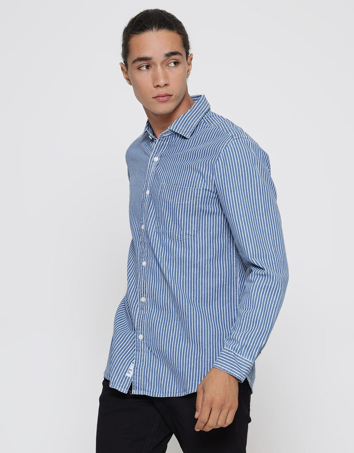 Lois Kemeja Lengan Panjang Pria Stripe