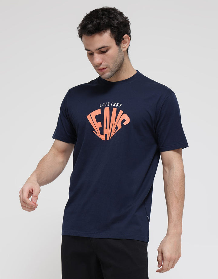 Lois Logo Print Kaos Casual Pria