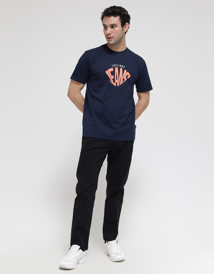 Lois Logo Print Kaos Casual Pria