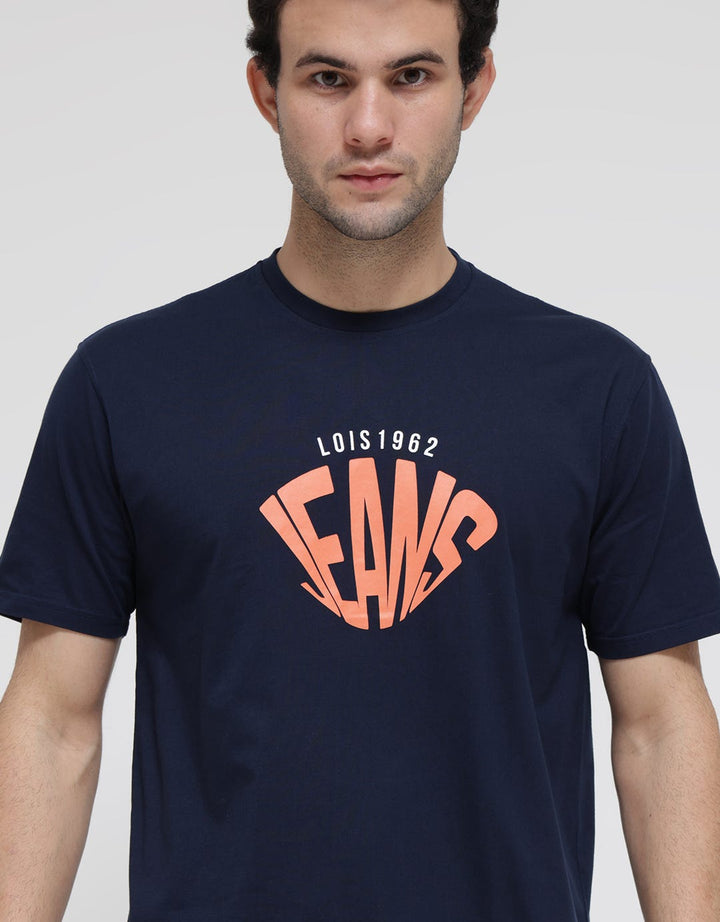 Lois Logo Print Kaos Casual Pria