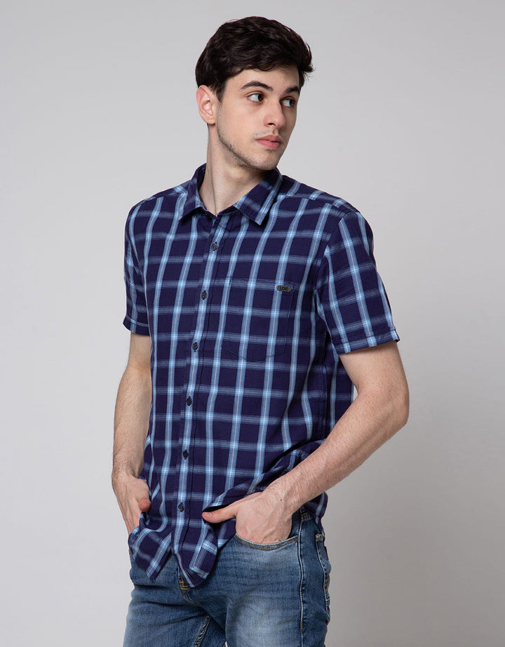 Lois Check Short Sleeve Kemeja Pria