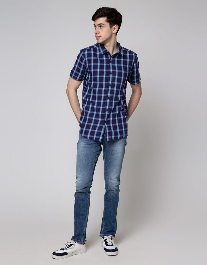 Lois Check Short Sleeve Kemeja Pria